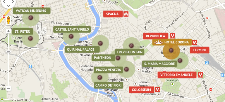 Mappa Posizione Hotel Corona Roma